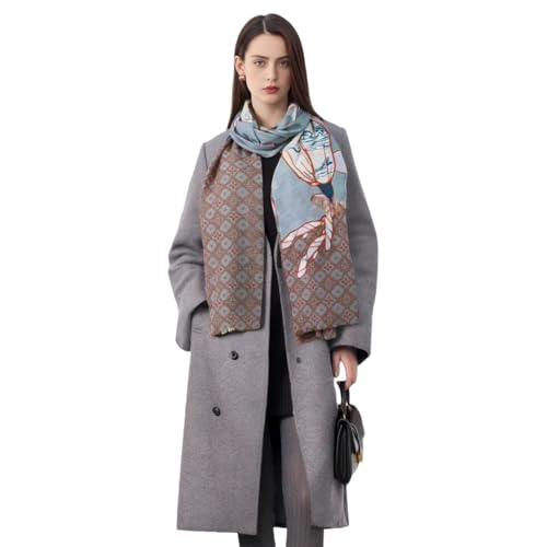 Cashmere-soft Mercerized wool Shawl Pashmina Lightweight Travel Wrap & Evening Scarf |Office |Wedding - color: Flower Shadow Blue