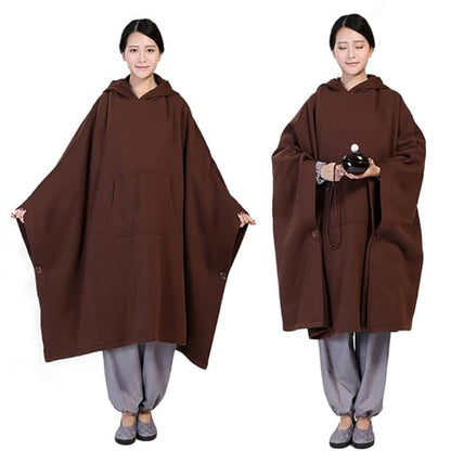 Meditation Clothing,Plush Meditation Cloak Meditation Cloak Meditation Clothes Monk Clothes Layman Clothes Thick and - color: Brown, size: X-Large