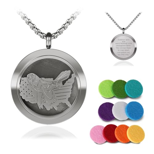 Aromatherapy Diffuser Necklace-Eagles Essential Oil Necklace,Aromatherapy Diffuser Pendant for Men and Women,Portable,Suitable for Yoga,Meditation,Travel,Stress Relief Gift(Silver 30mm) - color: Eagles Silver