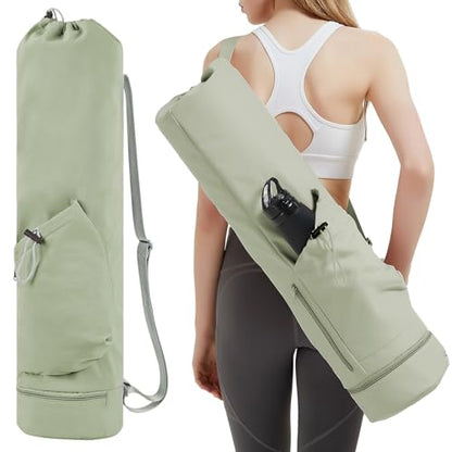 sportsnew Yoga Mat Bag with Water Bottle Pocket and Bottom Wet Pocket, Exercise Yoga Mat Carrier Multi-Functional Storage Bag, Patent pending