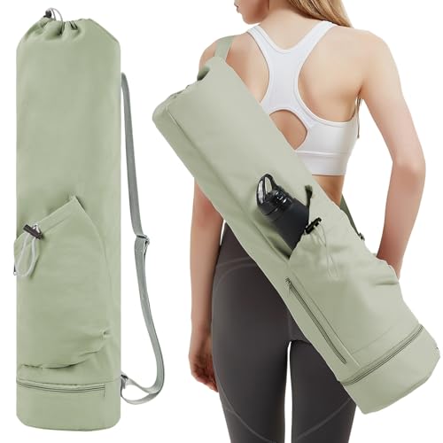 sportsnew Yoga Mat Bag with Water Bottle Pocket and Bottom Wet Pocket, Exercise Yoga Mat Carrier Multi-Functional Storage Bag, Patent pending