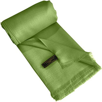CJ Apparel Solid Color Fringe Design Fringe Shawl Scarf Wrap Stole Throw Head Wrap Pashmina Gift Hand Made in Nepal New - color: Green Fc1052