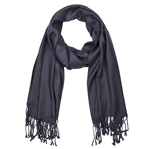 Falari Women's Soft Solid Color Pashmina Shawl Wrap Scarf, for Wedding, Bridesmaid Gifts, Evening Dress - color: Charcoal Grey