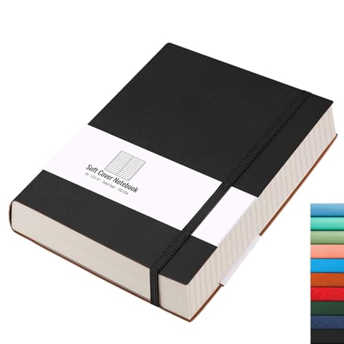 8.5''×11'' Notebook College Ruled - Large A4 Notebook Lined Journal - 320 Pages Thick Journal for Writing, 100gsm Thick Paper, Leather Softcover, for Work School - Black - color: Black, size: A4
