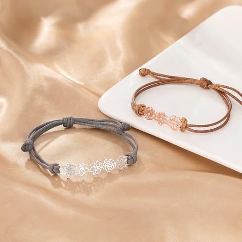 callie Personalized Women Bracelet, Family Bracelet Mother's Day Birthday Gifts for Mom Grandma Wife - color: Birth Flower