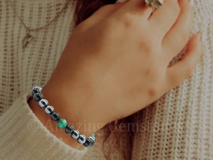 Amazing Gemstone Cancer Fighter Bracelets - Malachite Hematite Black Tourmaline Bracelet Set for Men Women Healing Crystal Gifts for Breast, Lung, Bowel, Prostate Cancer - color: Cancer Fighter