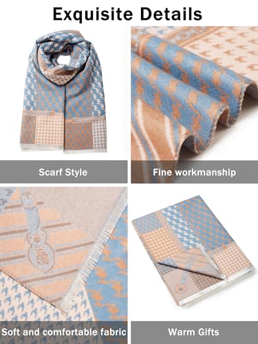 Women's Reversible Pashmina Shawl Wrap for Women Big Scarf Holiday Gifts - color: Brown-blue-grey