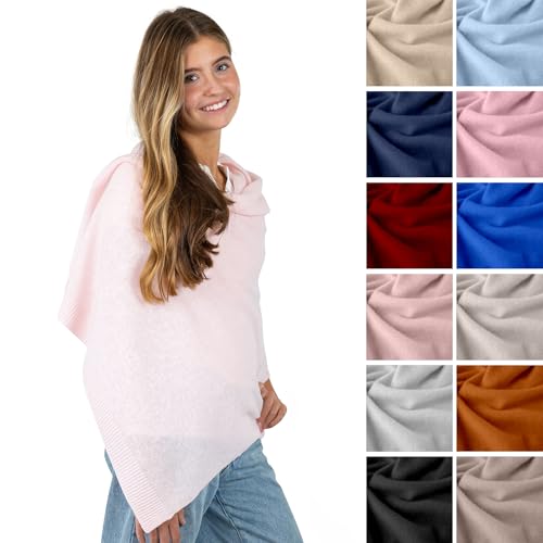 Velanio Cashmere Luxury Knitted Wrap Travel Shawl Scarf, Pashmina Stole, All-Season Scarf for Women Cashmere Wool Blend - color: Pale Pink