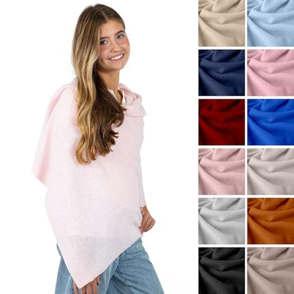 Velanio Cashmere Luxury Knitted Wrap Travel Shawl Scarf, Pashmina Stole, All-Season Scarf for Women Cashmere Wool Blend - color: Pale Pink