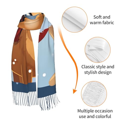 Astronaut Sitting in Yoga Chakra Scarf for Women Warm Soft Scarves Fashion Fringed Shawl Casual Tassel Blanket Scarf - color: Christmas Deer