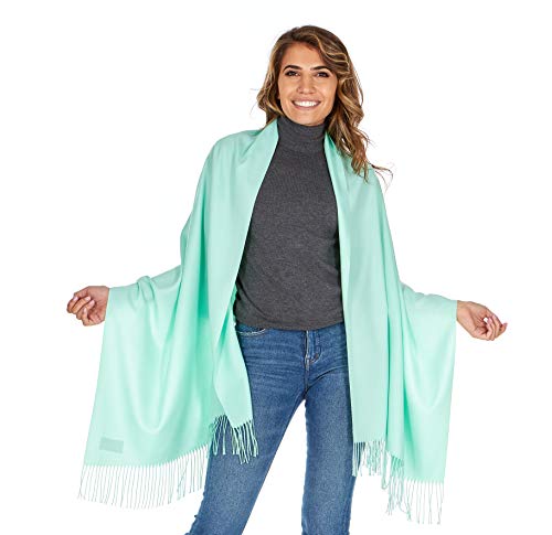 Shawl Wrap for Women Large Pashmina Scarf Evening Dress Bridesmaid Wedding Bridal - color: Mint Green