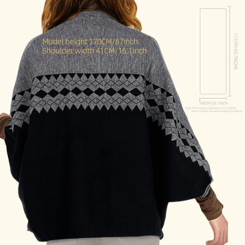 WaJuemy Shrug Sweater Shawl Wraps for Women Soft Cashmere Ponchos Sweater Cardigan Casual Open Front Top Cape Shawls - color: 11 Burgundy
