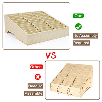 36-Grid Wooden Cell Phone Holder Desktop Organizer Storage Box for Classroom Office (36-Grid) - size: Natural 36-Grid
