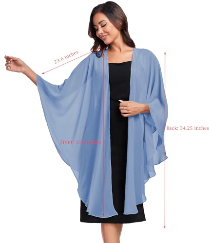 TONGFANTFL Shawls Wraps for Evening Wedding Party Chiffon Scarf Soft Bridal Wraps Wedding Guest Shawl Coverage - color: Dusty Blue