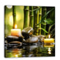 MODOJOART Zen Canvas Wall Art, Stones Candles Bamboos Painting Print Modern Relaxing Meditation Picture Poster for Living Room Bedroom Decor(Artwork-02, 12"x12")