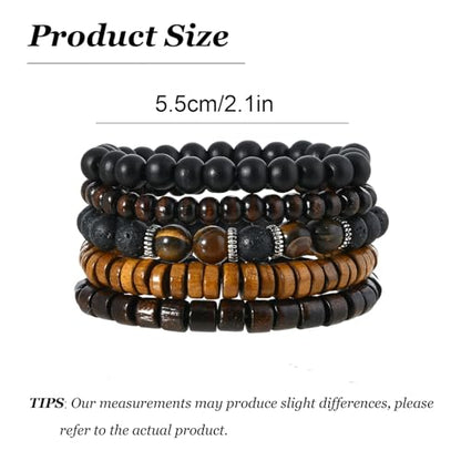 Long tiantian Beaded Bracelets for Men Wooden Bead Bracelets Stackable Layered Stretch Bracelet Trendy Wooden Jewelry Gift for Men - color: D-Bead Bracelets