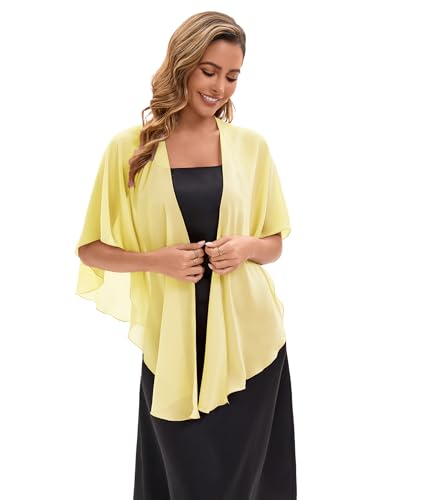 Baoqiya Chiffon Shawl Evening Scarf Shawls and Wraps for Women Wedding Party Bridal Scarves Cover Ups - color: Yellow