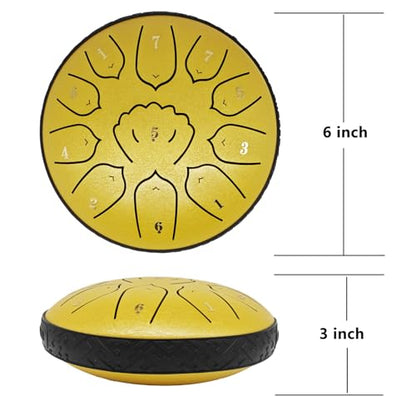 Rain Drum for Outside Garden, MIUYA 6 Inch 11 Notes Steel Tongue Drum for Adults, Beginner Percussion Instrument for Meditation Yoga, Sunlit Gold - color: Sunlit Gold