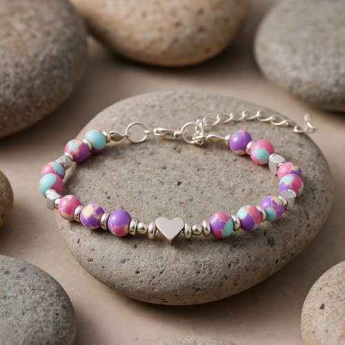 Birthday Bracelet: 6mm Natural Stone Healing Bracelet Inspirational Self-Care Gifts for Women, Mom, Daughter, Wife, Coworkers, Friend, Bestie, Granddaughter - color: Emperor Purple