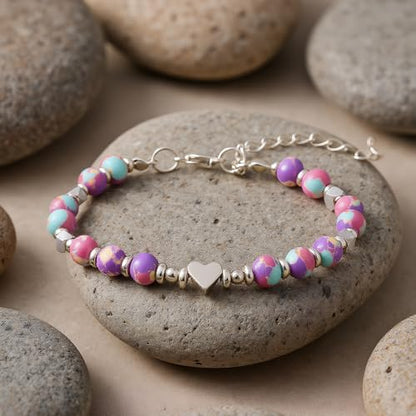 Birthday Bracelet: 6mm Natural Stone Healing Bracelet Inspirational Self-Care Gifts for Women, Mom, Daughter, Wife, Coworkers, Friend, Bestie, Granddaughter - color: Emperor Purple