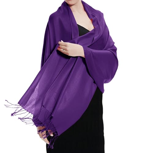 TZ Promise Women Pashmina Shawls and Wraps for Evening Dresses,Soft Large Long Scarf for Wedding,Bride Bridesmaid Gifts - color: Purple