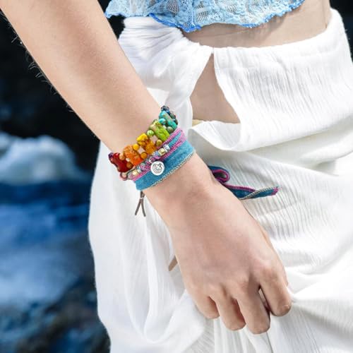Yomisa Boho Beaded Bracelets for Women,Natural Chakra Turquoise Stone Jasper Bead Bracelet for Womens,Bohemian Handmade Stretch Beads Friendship Bracelets,Healing Trendy Western Jewelry Gifts - color: Chakra