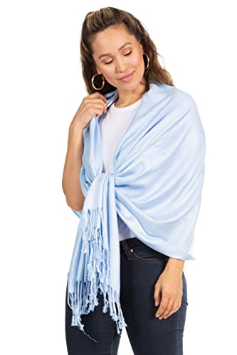 Sakkas 78" X 28" Rayon from Bamboo Soft Solid Pashmina Feel Shawl/Wrap/Stole - color: Baby Blue