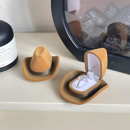 Hat-Shaped Jewelry Box Denim-Style - Mini Storage for Rings, Earrings & Necklaces, 2.7" x 2.2" x 1.5"