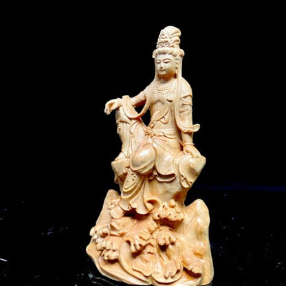 Antique Bodhisattva Statue Accents Zen Meditation Wood Sculpture Decor for Living Room Spa Or Yoga Studio Centerpiece Books Living Room Bedroom Ornament