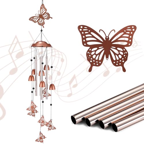 Butterfly Wind Chimes for Outside, Metal Aluminum Wind Chime, Memorial Gifts for Women Mom, Outdoor Garden Yard Decor - size: Butterfly