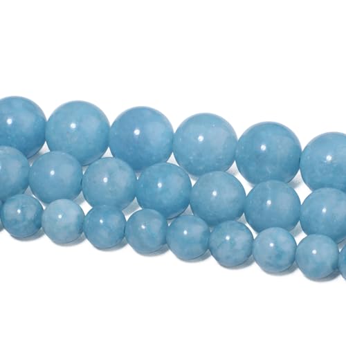 35pcs 10mm Natural Stone Beads Blue Chalcedony Beads Crystal Gemstone for Jewelry Making, DIY Bracelet Necklace - color: Blue Chalcedony, size: 10mm