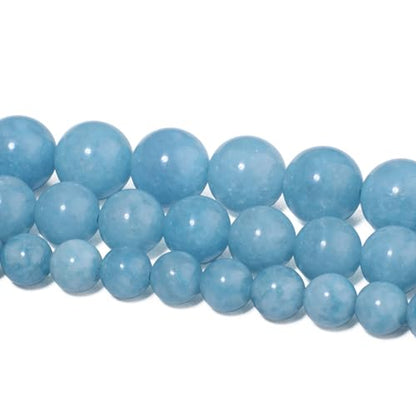 45pcs 8mm Natural Stone Beads Blue Chalcedony Beads Crystal Gemstone for Jewelry Making, DIY Bracelet Necklace - color: Blue Chalcedony, size: 8mm