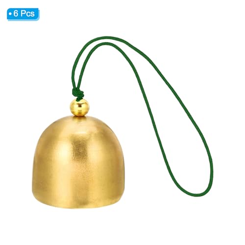 PATIKIL 6 Pcs Wind Chime, Hanging Bells Temple Bells Retro Outdoor Hanging Metal Chinese Wind Chime Round for Outside Garden Camping, Gold Green - color: Gold Green