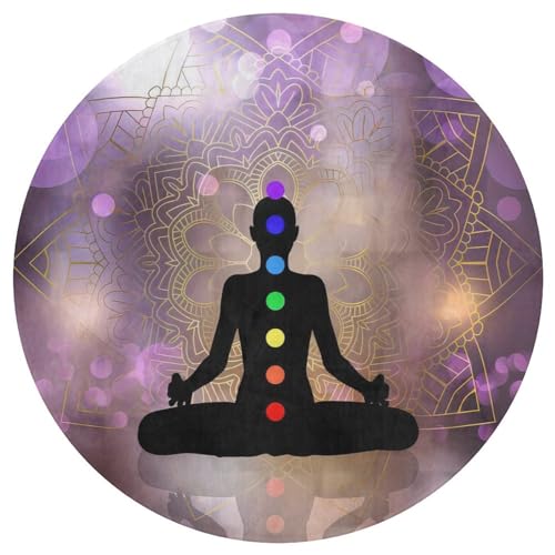 Chakra Silhouette of Female Doing Yoga Ultra Soft Non-Slip Area Rugs Indoor Coral Velvet Floor Mat Short Flannel Carpet for Living Room Bedroom Dining Room