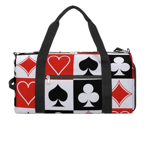 Suits Hearts Diamonds Clubs Spades Grid Poker Playing Cards Large Capacity Portable Fitness Bag, Easy to Carry - color: suits hearts diamonds clubs spades Grid Poker