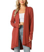LazyCozy Women's Lightweight Long Sleeve Draped Cardigan Slouchy Open Front Cover Up Stretch Jersey Sweater - color: Brick Red, size: Medium