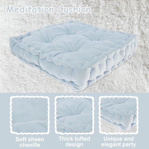 Meditation Cushion Floor Pillow, Large Square Floor Cushions for Adults, Double-Side Tufted Seat Cushion, Floor Pillows Seating for Classroom Sofa Living Room Tatami Outdoor Yoga, 17.7x17.7x43.5in