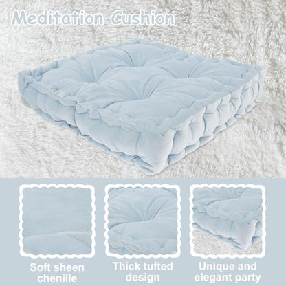 Meditation Cushion Floor Pillow, Large Square Floor Cushions for Adults, Double-Side Tufted Seat Cushion, Floor Pillows Seating for Classroom Sofa Living Room Tatami Outdoor Yoga, 17.7x17.7x43.5in