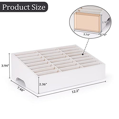 24-Grid Wooden Cell Phone Holder Desktop Organizer Storage Box for Classroom Office (White 24-Grid) - size: White 24-Grid