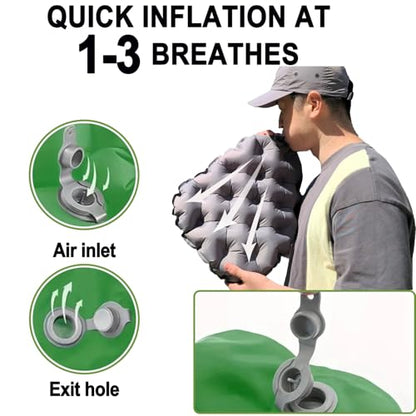 Inflatable Seat Cushion, Lightweight Camping Air Sitting Pad, Waterproof Portable Air Cushion for Climbing Hiking Office Airplane Car Stadium Seat (Grey) - color: Grey