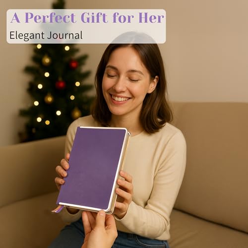 CAGIE Elegant Gold-Edged Journal for Women – Aesthetic Vegan Leather A5 Notebook, 256 Pages 100GSM Thick Paper Hardcover Diary, Gift Journals for Writing - color: Z-Purple