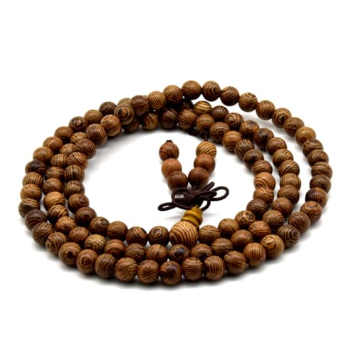 Zen Dear Unisex Natural Wenge Wood Mala Prayer Beads Necklace Bracelet Beads Meditation Buddhist Japa Rosary Mala Bead Yoga - style: 6mm 108 beads