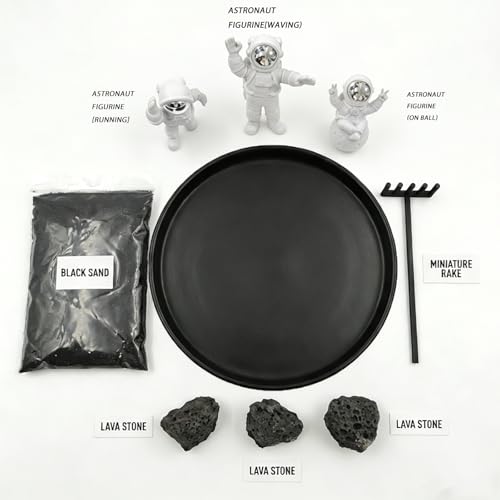 Astronaut Zen Garden Kit, Desktop Zen Garden for Stress Relief, Mini Sandbox with Rake and Decorative Stones for Office & Home Desk Decorations
