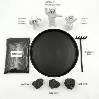 Astronaut Zen Garden Kit, Desktop Zen Garden for Stress Relief, Mini Sandbox with Rake and Decorative Stones for Office & Home Desk Decorations