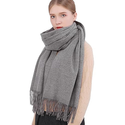 RIIQIICHY Winter Scarfs for Women Pashmina Shawls Wraps for Evening Dresses Large Warm Soft Scarves - color: Grey