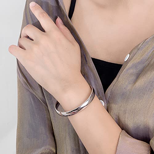 Dankadi Minimalism Women Men 925 Sterling Silver Bracelet Width 7-8MM Diameter 60-65 mm Solid Smooth On Bangle Cuff Fashion Fine Jewelry Gifts - color: Width 8MM 1 Piece, size: Diameter 60MM