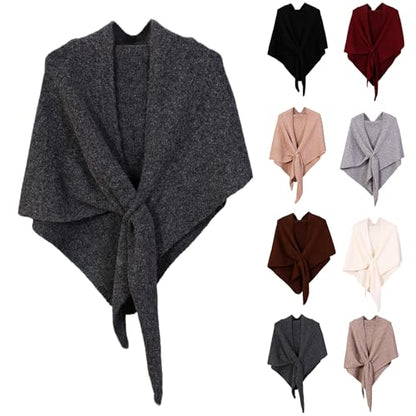 Pashmina Shawl Wraps for Women, Knitted Shawls and Wraps Cardigan Cape Wool Cashmere Shoulder Top Sweater Shawl Scarf - color: Red
