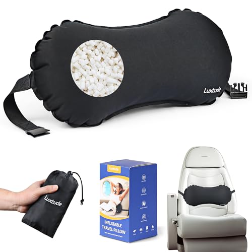 Luxtude Inflatable Lumbar Pillow for Airplane Travel, Lumbar Support Pillow for Office Chair/Car, Self-Inflating Travel Airplane Pillows, Back Support Pillows for Reducing Back/Neck Pain