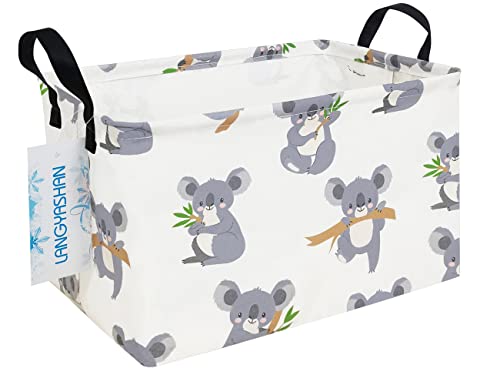 Rectangular Storage Bin Collapse Canvas Fabric Cartoon Storage Basket with Handles for Organizing Home Kitchen Boys and Girls Toys Office Closet Shelf Baskets (Rec Koala) - color: Rec Koala