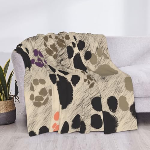 Dog Paws Print 2 Prints Throw Blanket (320g Flannel) Anti-Pilling Warm Fuzzy Blankets for Bed Sofa Couch Travel 40x30 Inch - color: Dog Paws Print 2, size: 40x30 Inch
